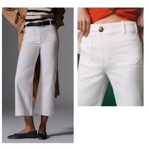 Maeve Anthropologie The Colette Wide Leg Cropped High Rise Pants White Size 25 P